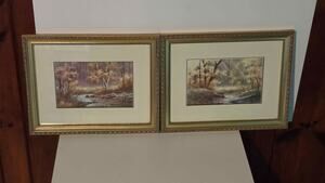 ​Set of 2 Vintage Windsor Art Autumn Creek Landscape Framed Prints (14x11)